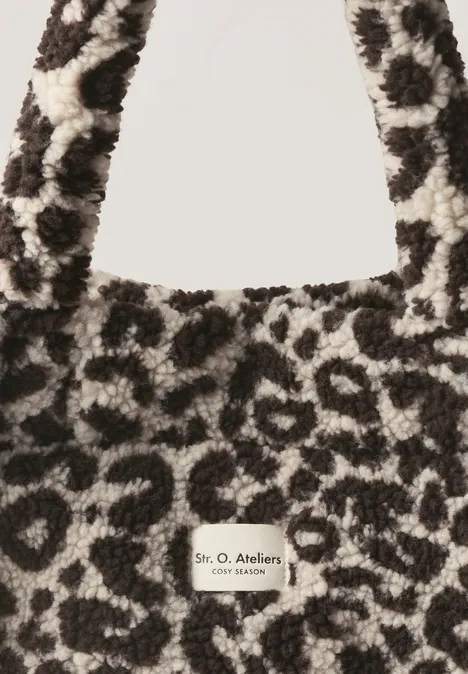 Teddy-draagtas met luipaardprint auburn brown