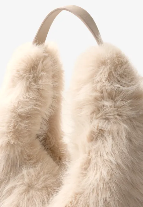 Tasche in Unifarbe aus Fake Fur smooth stone sand