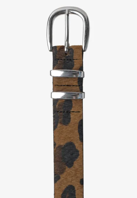 Ceinture avec fourrure et motif léopard cognac