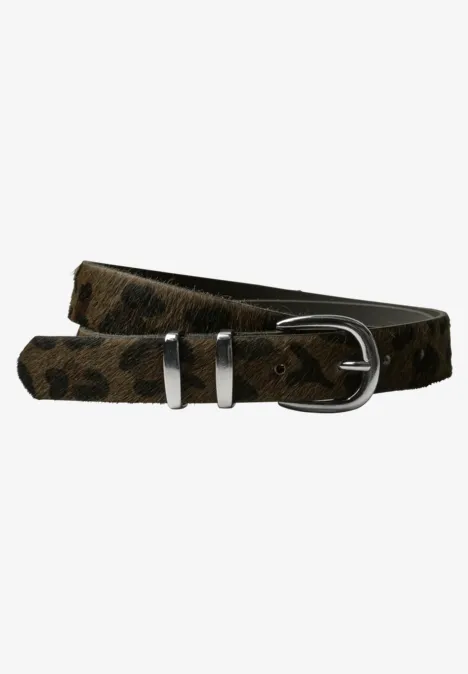 Gürtel mit Fell und Leo-Muster auburn brown
