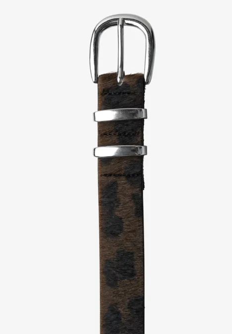Gürtel mit Fell und Leo-Muster auburn brown