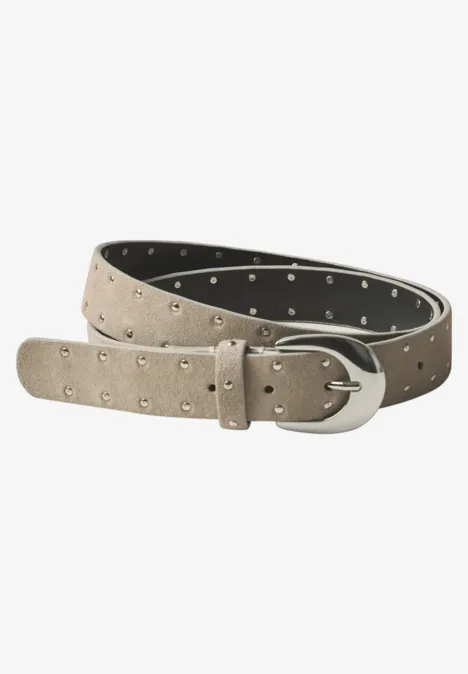Velours Gürtel mit Nieten barley beige