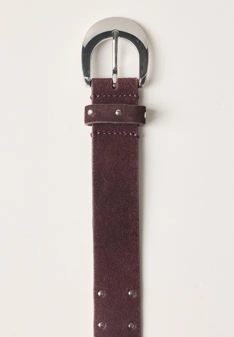 Veloursriem met studs rustic rouge