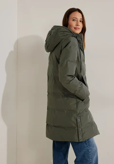 Gewatteerde jas met capuchon olive crop Gewatteerde jas met capuchon olive crop