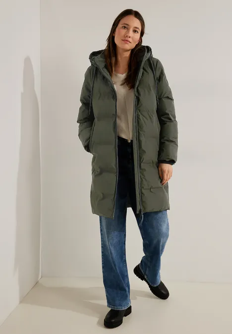 Gewatteerde jas met capuchon olive crop Gewatteerde jas met capuchon olive crop