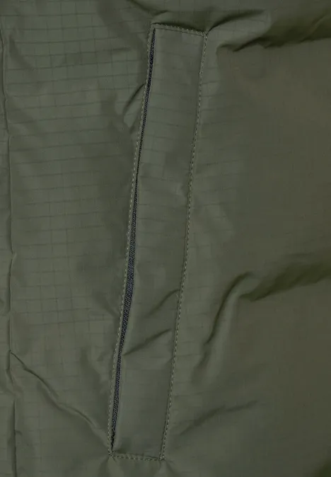 Gewatteerde jas met capuchon olive crop Gewatteerde jas met capuchon olive crop