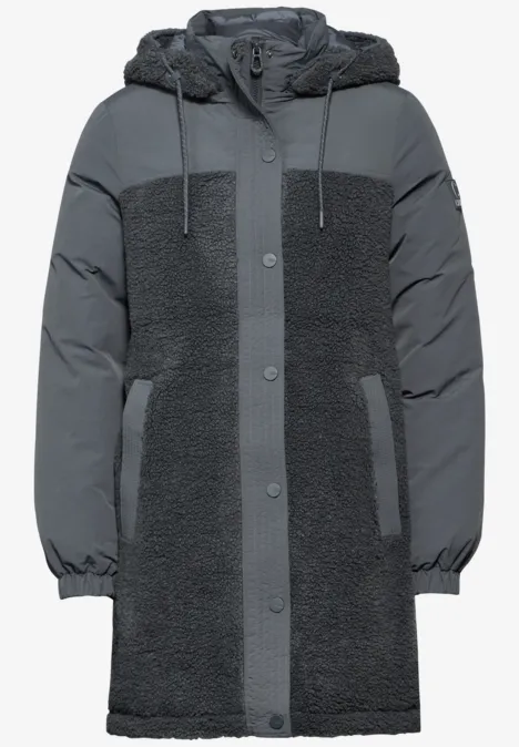 Lange Materialmix-Jacke grey fusion