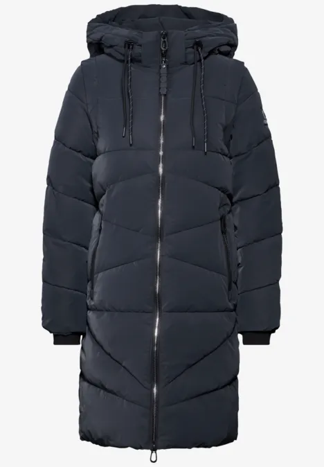 Gewatteerde jas met textuur dark navy blue