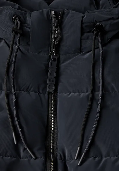 Gewatteerde jas met textuur dark navy blue