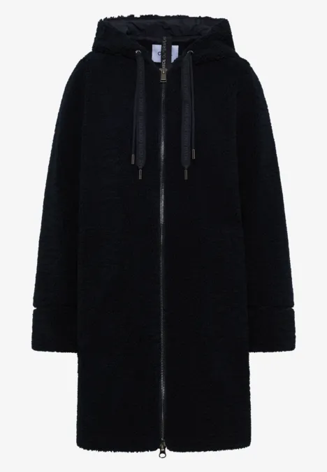 Teddy Mantel mit Kapuze dark navy blue