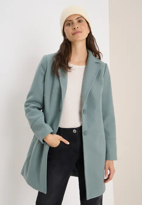 Manteau à revers aspect laine ice hill green