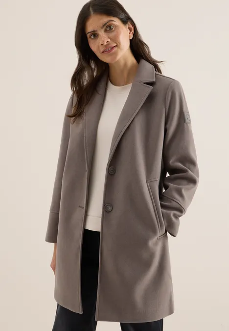 Manteau à revers aspect laine mushroom taupe
