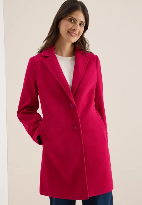 Woll-Optik Revers-Mantel beaujolais red