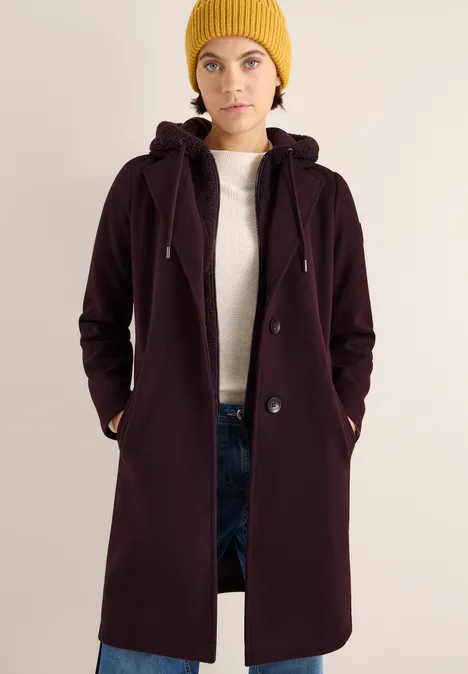 Mantel mit Teddy Inlay dark plum