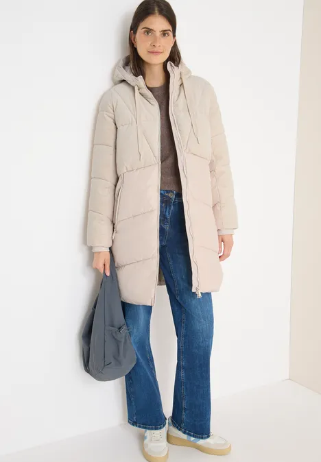 Puffer Mantel mit Cordmix teddy vanilla white