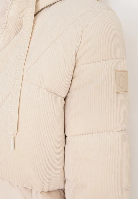 Puffer Mantel mit Cordmix teddy vanilla white