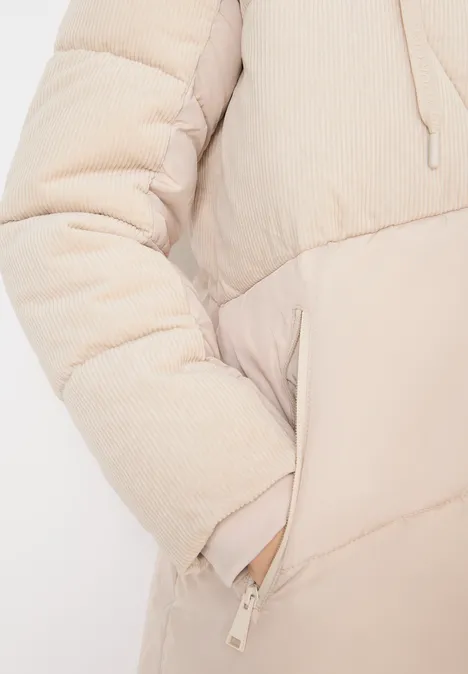 Puffer Mantel mit Cordmix teddy vanilla white