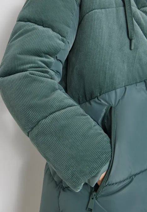 Puffer Mantel mit Cordmix ice hill green