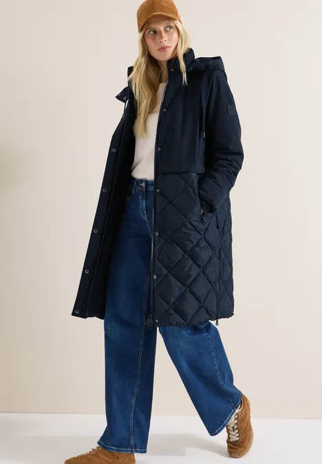Coaten met structuurmix dark navy blue