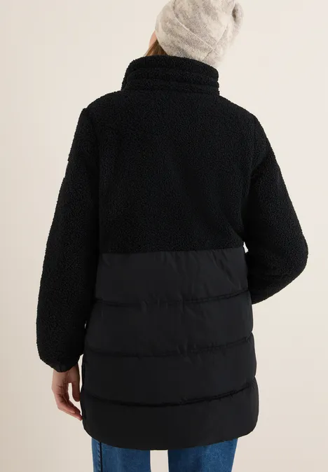 Teddy Mantel mit Strukturmix Black