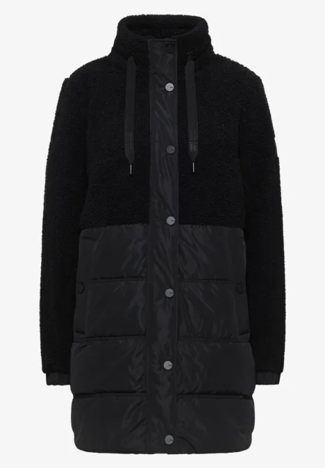 Teddy Mantel mit Strukturmix Black