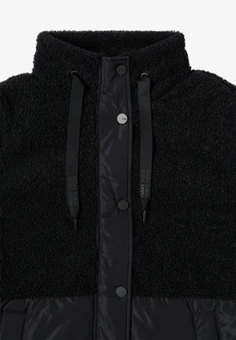 Teddy Mantel mit Strukturmix Black