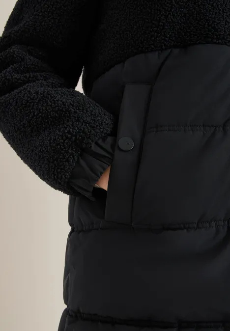Teddy Mantel mit Strukturmix Black