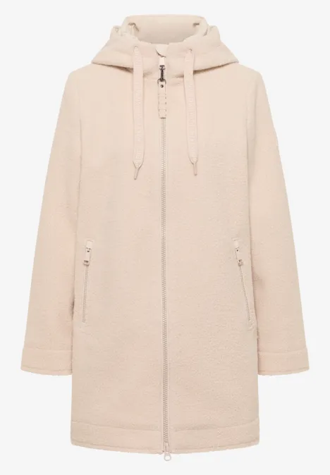 Manteau en optique laine teddy vanilla white