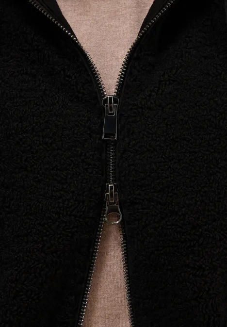 Teddy Mantel mit Kapuze Black