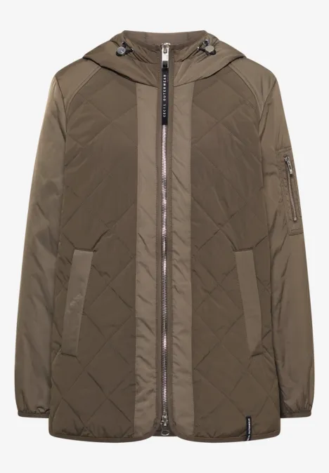 Midi Jacke mit Hoodie mocha taupe