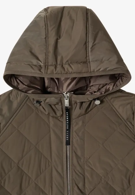 Midi Jacke mit Hoodie mocha taupe