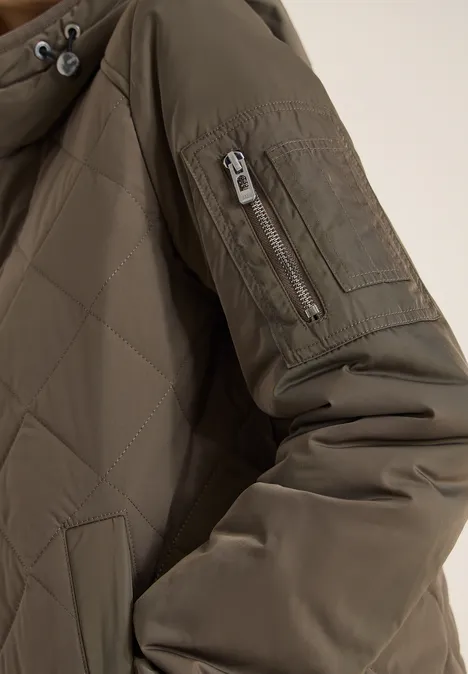 Midi Jacke mit Hoodie mocha taupe