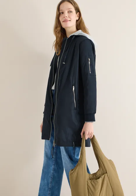Blouson long blue navy