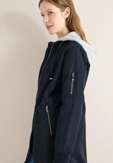 Blouson long blue navy