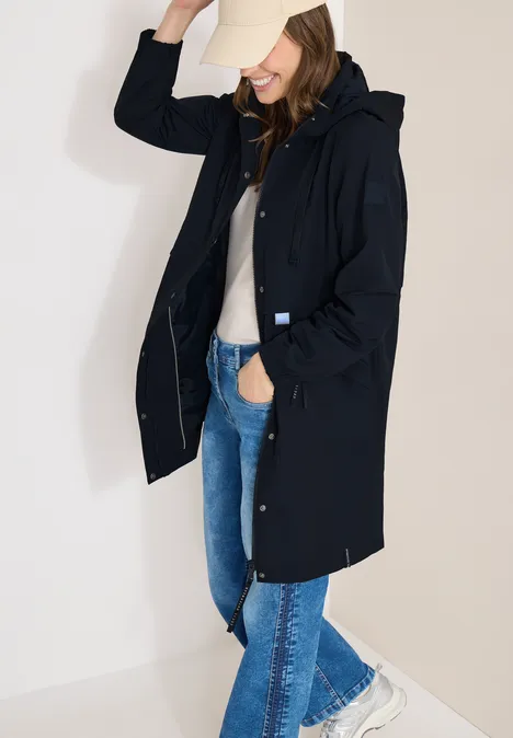 Veste longue à mémoire blue navy