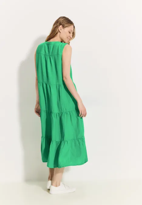Leinenmix Kleid mit Volants juicy apple green