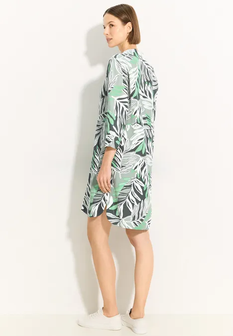 Leinenmix Kleid mit Print soft salvia green