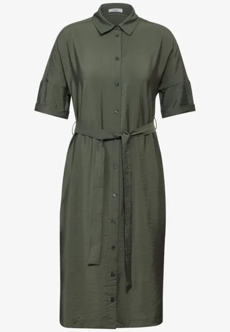 Midikleid mit Hemdkragen cool khaki