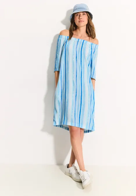 Multicolor Streifen Kleid azure blue