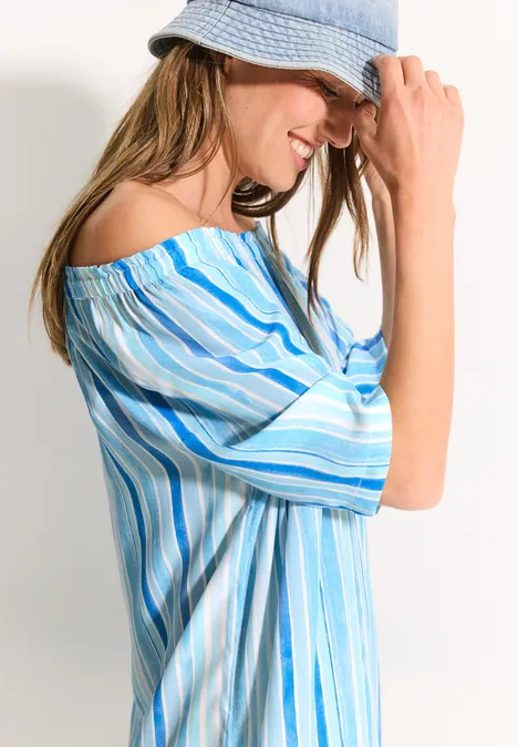 Multicolor Streifen Kleid azure blue