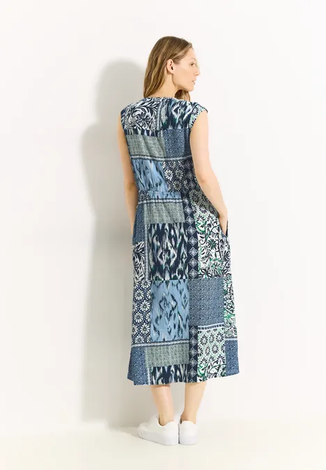 Patchwork Print Kleid dark petrol blue