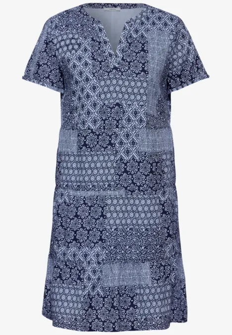 Patchwork Print Kleid universal blue