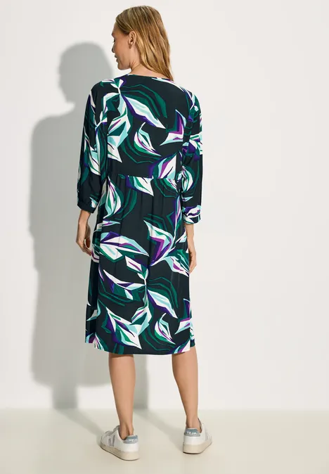 Viskose Kleid mit Print fir green