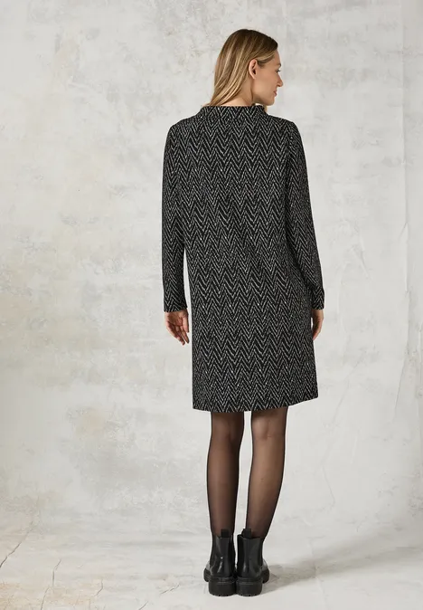 Jaquard-Kleid Black