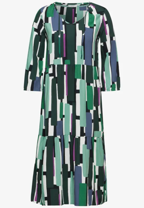 Bedrucktes Midi-Kleid fir green