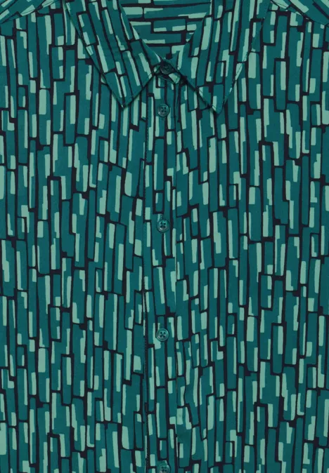 Print Hemdblusenkleid fir green
