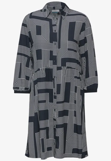 Bedrucktes Kleid deep petrol