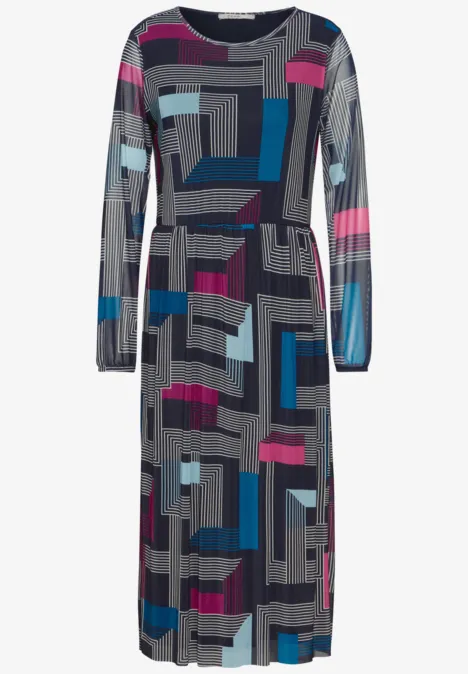 Bedrucktes Meshkleid deep petrol