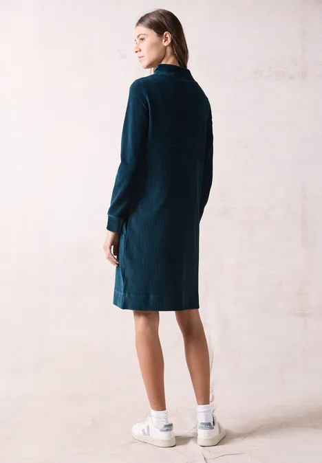 Jersey-Cord-Kleid deep petrol