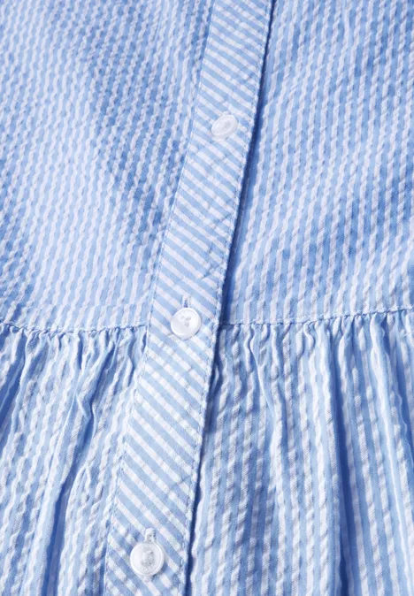 Gestreiftes Seersucker Kleid aster blue